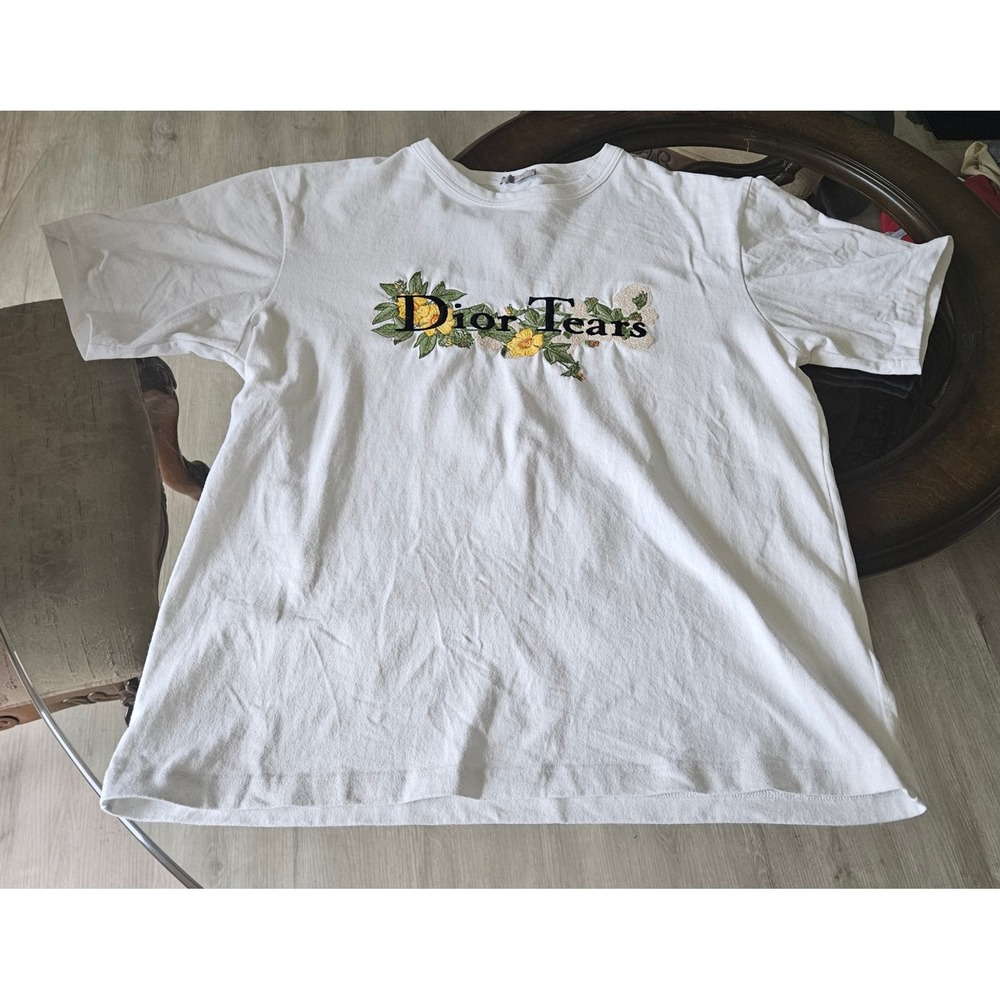 ShirtDior x Denim Tears  Embroidered Logo Flower Design T Shirt Used